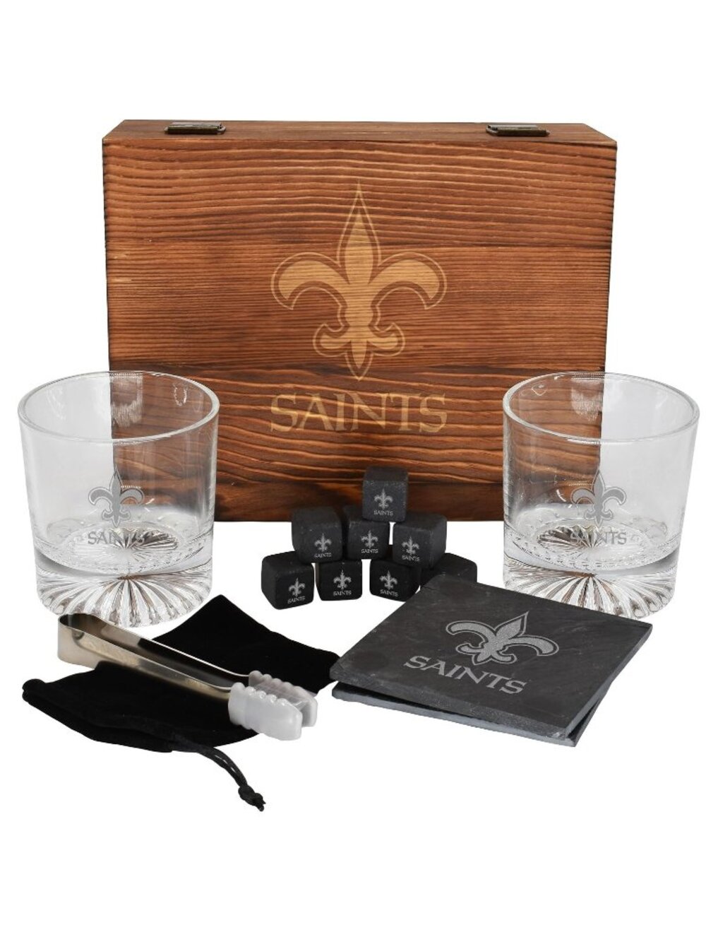 NEW ORLEANS SAINTS Licensed NFL Wood Boxed Drinkware 15 Piece Gift Set - NEW